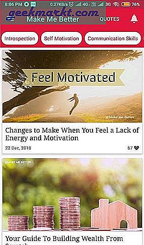 Leter du etter motivasjon for å forbedre livet ditt og ta bedre livsvalg? Start med disse 17 beste selvhjelpsappene for Android og iOS.